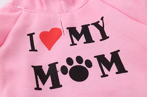 Miniatura 4 de DroolingDog Camisetas para perros pequeños con texto en inglés "I Love My Mom", sudaderas con capucha para perros pequeños, talla XS, sudadera con