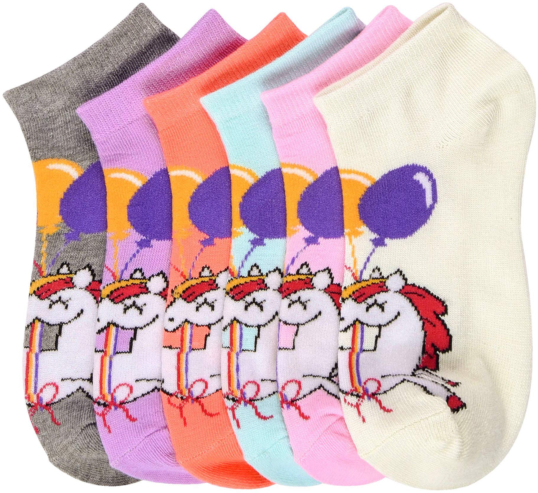 ToBeInStyle Pack of 6 Printed &amp; Solid Low Cut Ankle Socks - Kid’s &amp; Adults