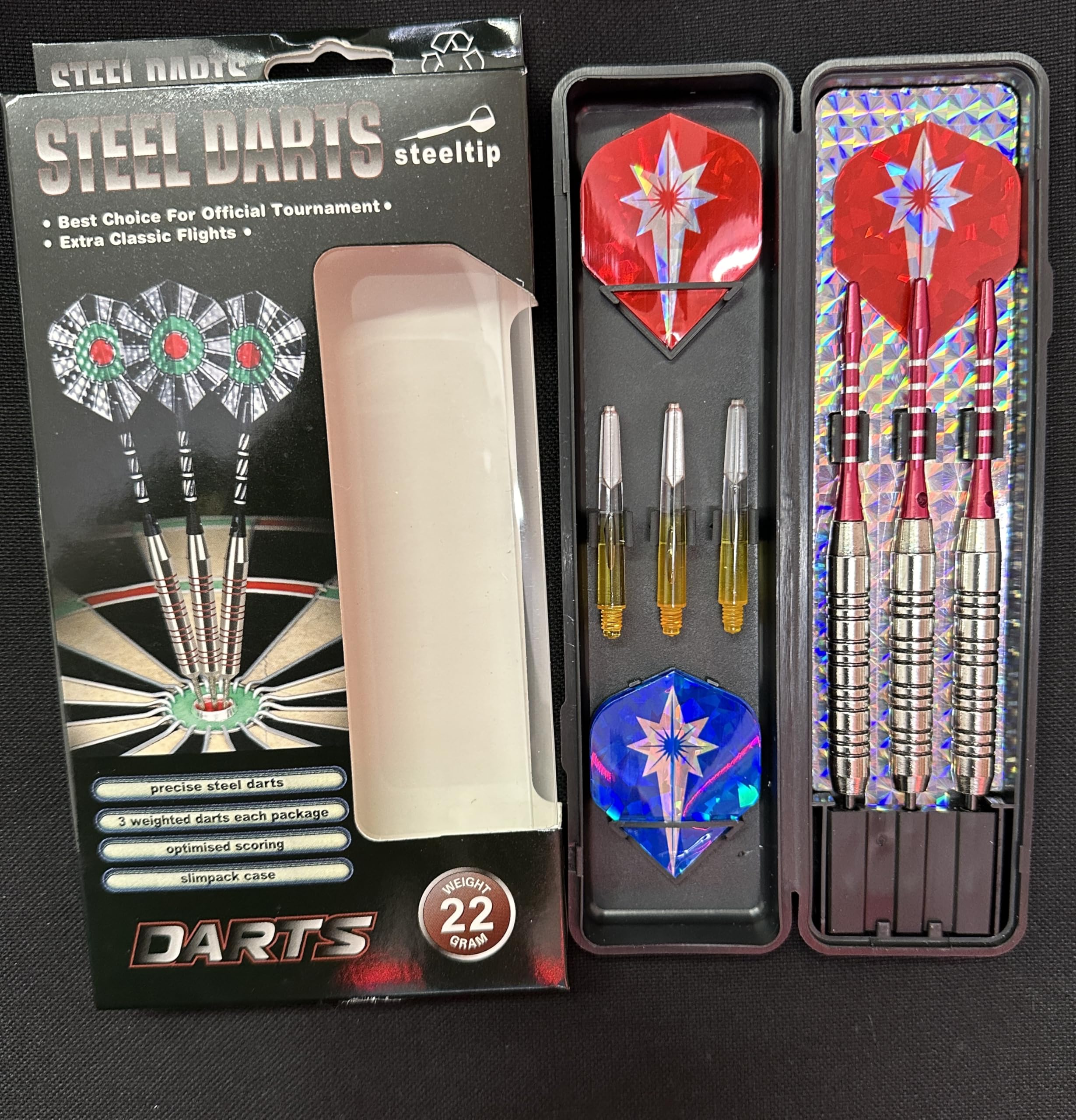 Toysrex 23G Steel Darts Steel Tip Dart Set With Case