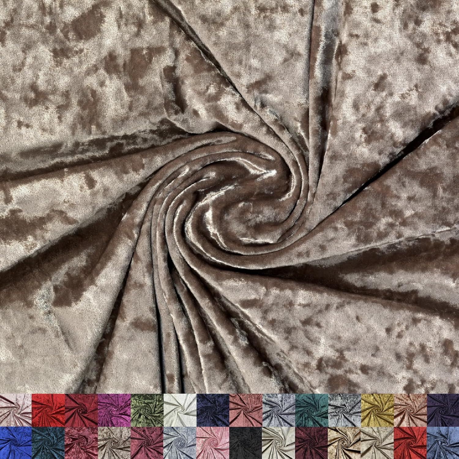 Panne Crushed Velvet Fabric by the Yard - 58/60" Wide Velvet Velour Cloth - Luxurious Fabric for Sewing Dresses, Upholstery & DIY Crafts - 97% Polyester 3% Spandex - Toast - 2 Yards