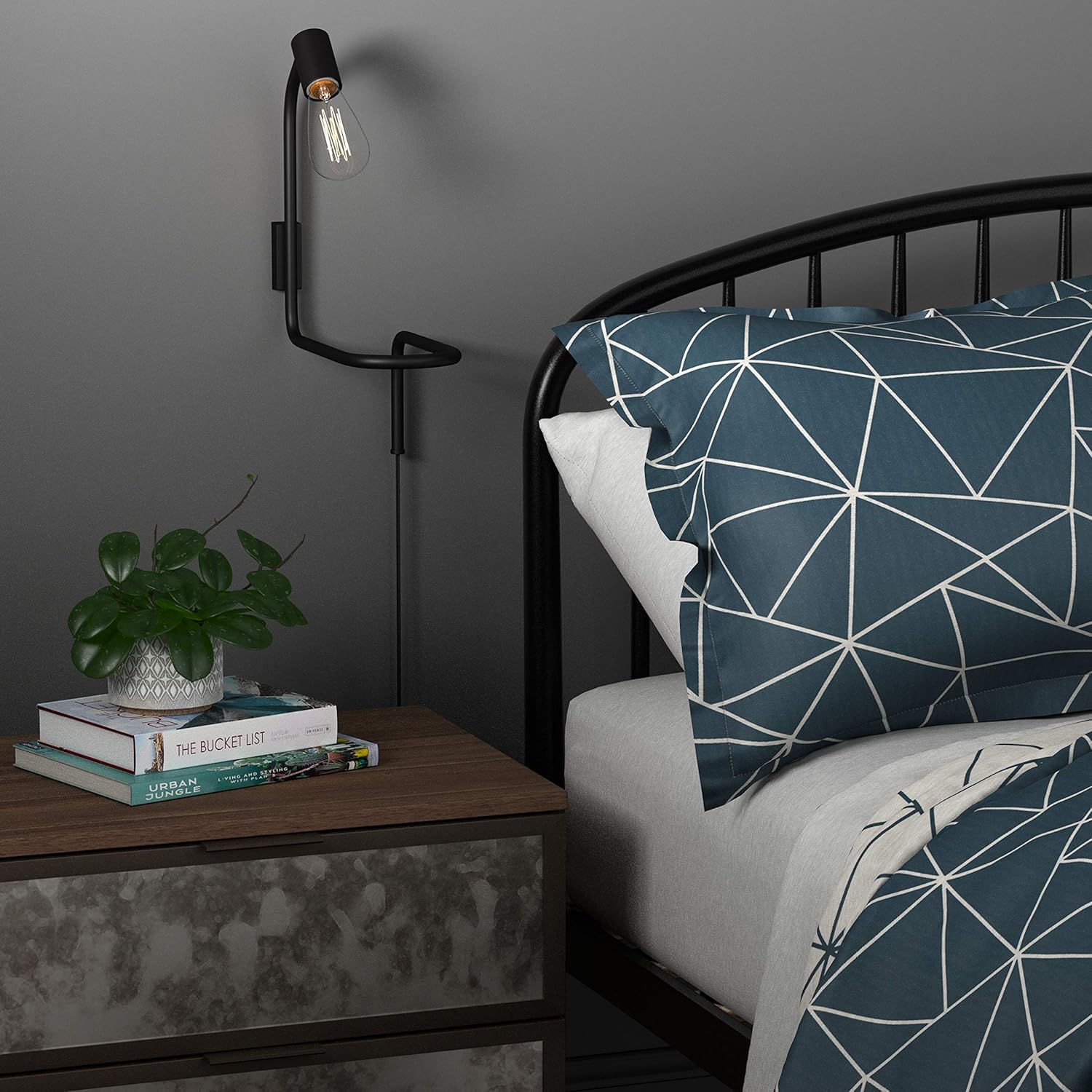 Review Product Amazon Brand – Rivet Industrial Shelving/Storage Space Plug-In or Hardwire Option Wall Sconce Light with Bulb, 19.7H, Black