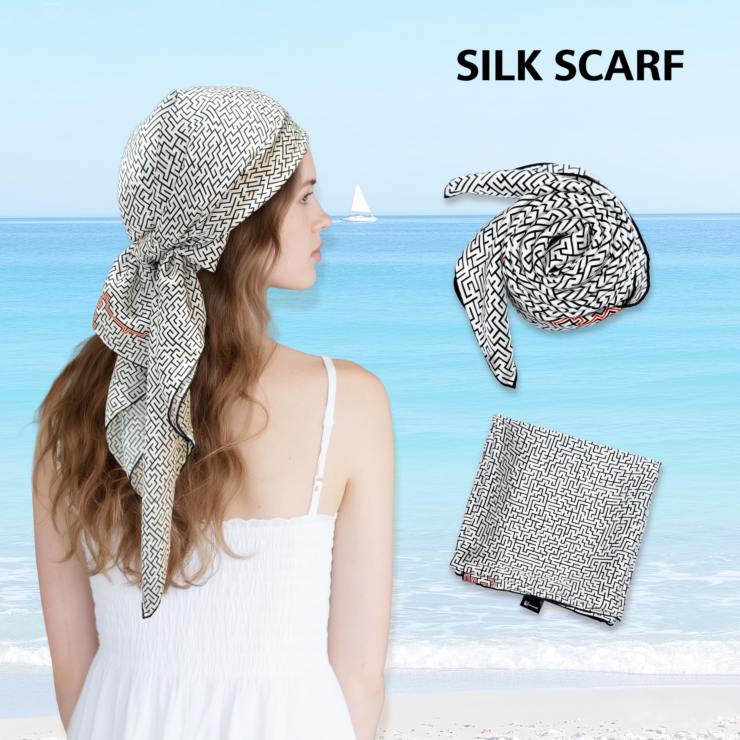 townssilk Foulard in 100% seta di gelso da donna, 90 x 90 cm, certificato Oeko-Tex, lussuoso e liscio come la seta, foulard/foulard, accessorio alla moda quadrato