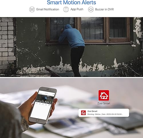Miniatura 8 de ZOSI 5MP Lite H.265+ Sistema de cámara de seguridad para el hogar, grabadora CCTV DVR de 8 canales con disco duro de 2 TB y 8 cámaras domo de
