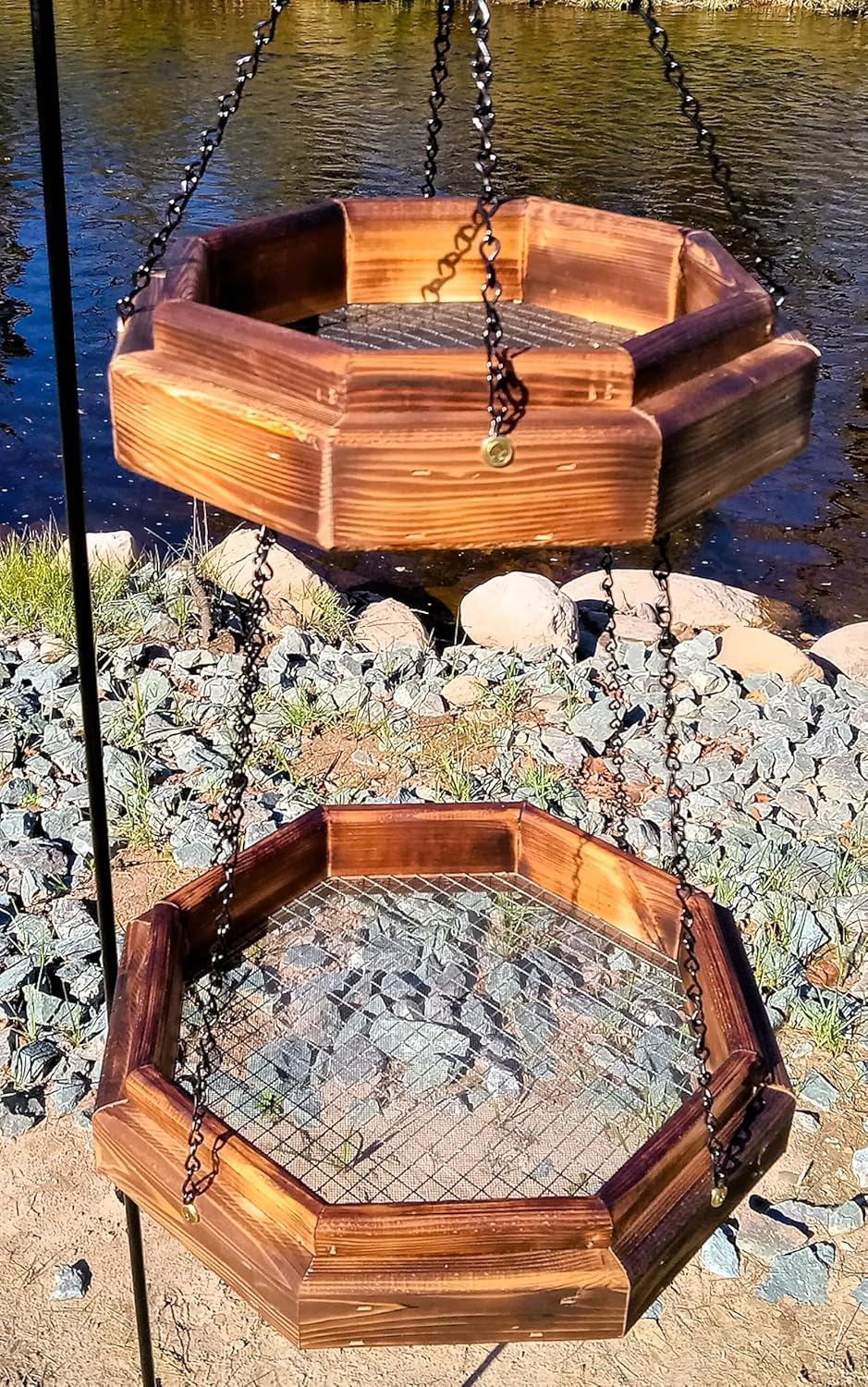 Double Hanging Octagon Platform Bird or Squirrel Feeder Cedar Wood