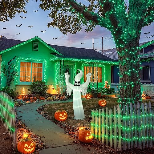 Miniatura 4 de JMEXSUSS 200 luces LED verdes de cable transparente, luces de Navidad verdes conectables enchufables, cadena de luces verdes de hadas para