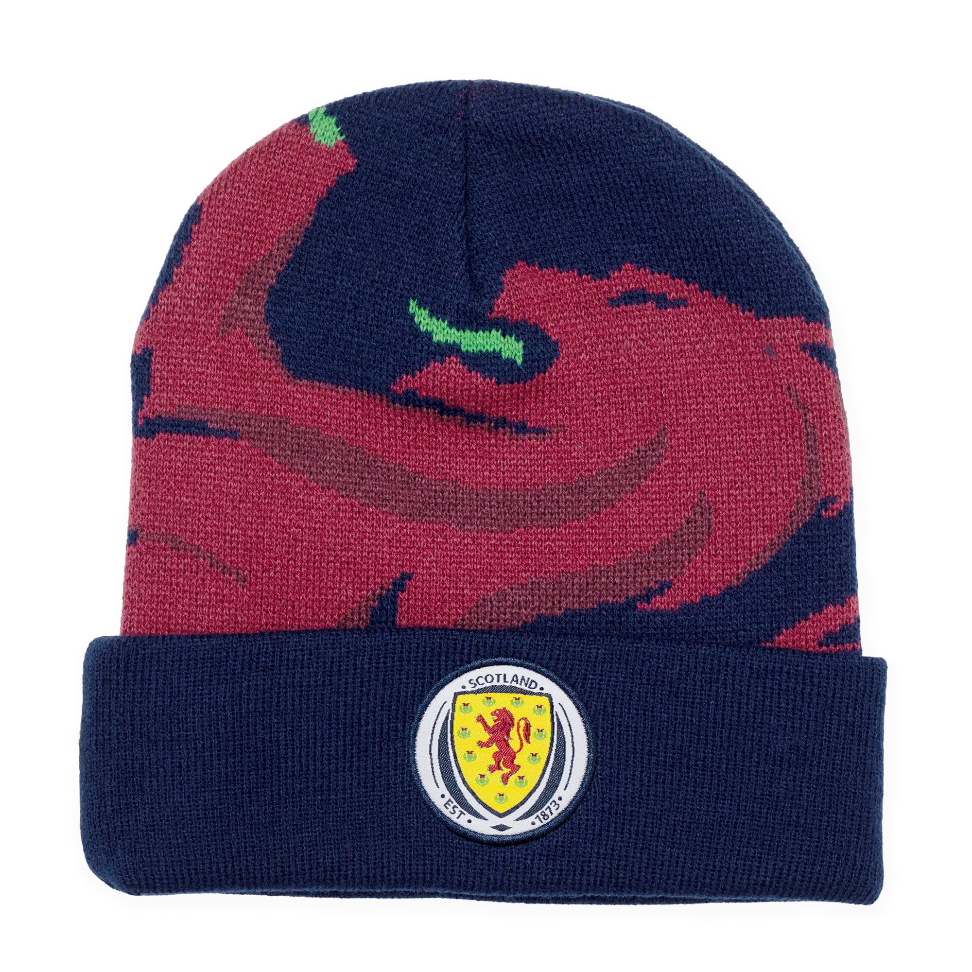 Official Scotland National Team Football Beanie Hat – Scotland Navy and Maroon Knit Winter Merch Cap