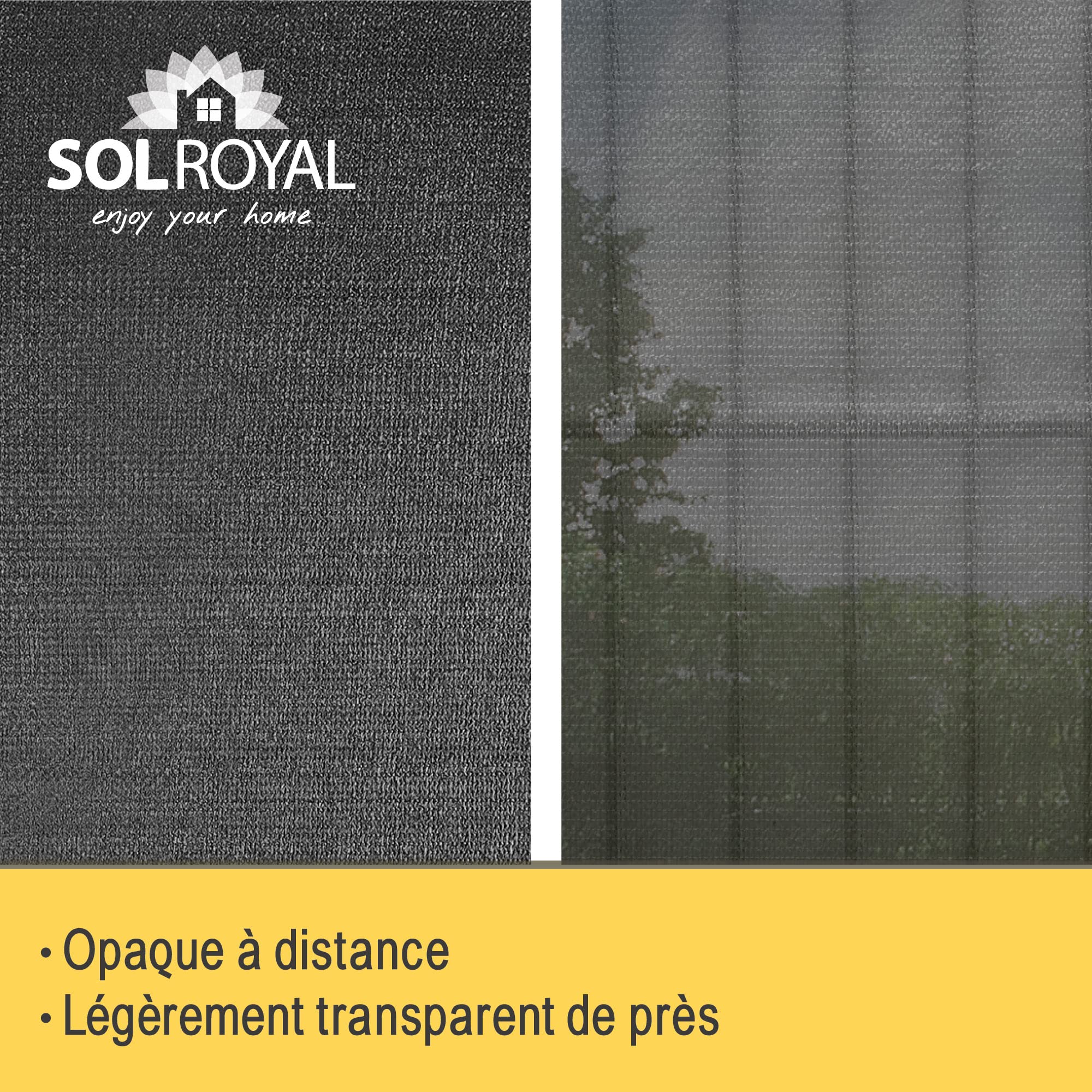 Sol Royal Brise Vue Filet Tissu d'ombrage HDPE Protection UV Solaire Opaque | 25x1,8m gris opaque pare soleil ombrageant attache câbles fixation facile Clôture Jardin voile brise-vue balcon SG80