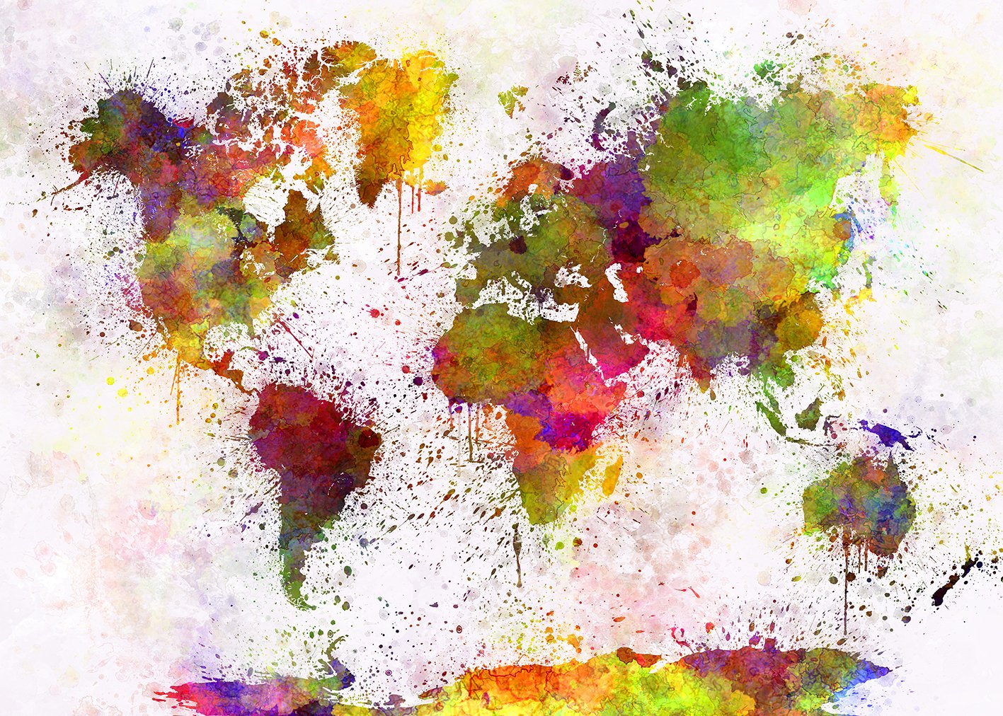 mappa del mondo 70x50 cm Quadro stampa su pannello in legno MDF Bordo Nero