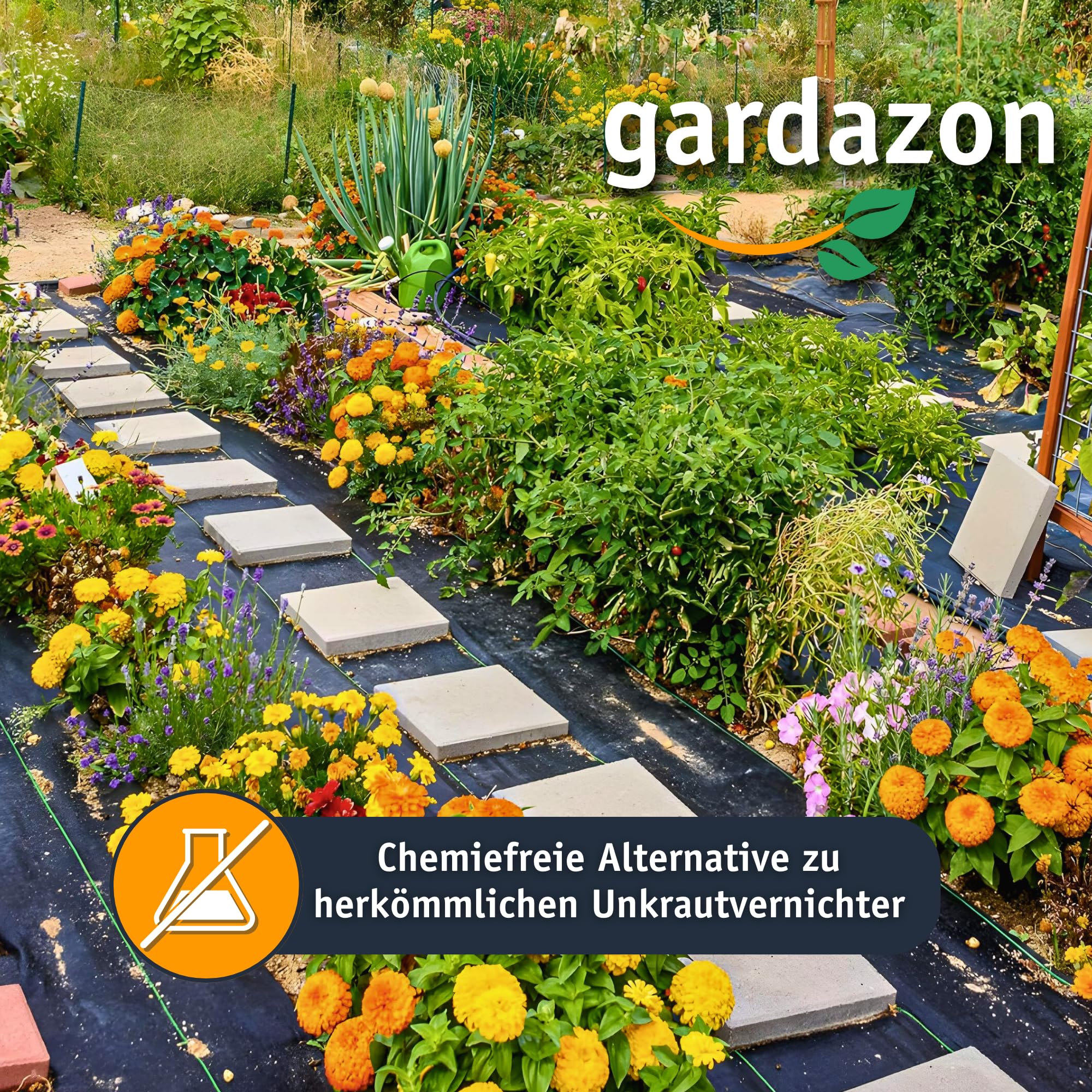 UV-beständige Ukrautvlies - 70g/m², Robustes & dauerhaftes Gartenvlies gegen Unkraut (1,1 x 100m, Unkrautvlies)