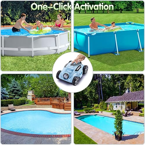 Miniatura 8 de HDPEAK - Limpiador robótico inalámbrico de piscina, aspiradora de piscina dura 110 minutos, estacionamiento automático, recargable, aspiradora