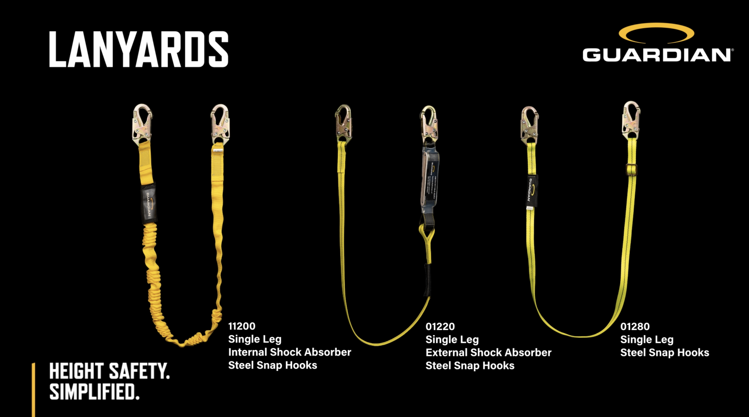 Guardian 01214 External Shock Lanyard - 3 ft Dual Snap Hooks