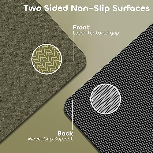 Miniatura 5 de Tapete de yoga antideslizante de TPE para mujeres y hombres, tapete de entrenamiento de doble cara de 72 x 24 pulgadas para gimnasio en casa,