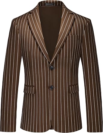 MOGU Mens Striped Sport Coat Slim Fit Pinstripe Blazer Suit Jacket for Men, Business Casual Dress Coat