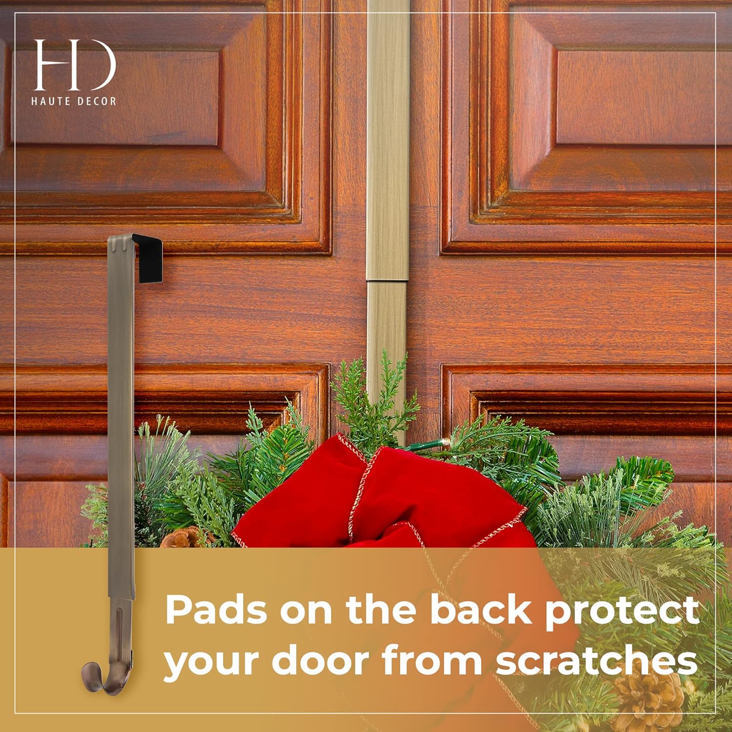 Haute Decor Adapt Adjustable Wreath Hanger (Oil-Rubbed Bronze) — Over The Door Wreath Hanger — Year-Round Indoor or Outdoor Wreath Hook — Holds up to 20lbs : Home & Kitchen