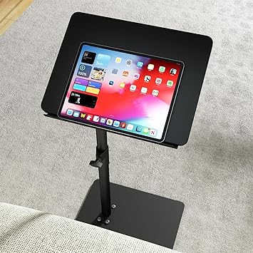 YUHFERA Sofa Armrest Tray Table for Couch - 360° Swivel Height Adjustable End for Small Spaces, Snack Side Table for Bed or C