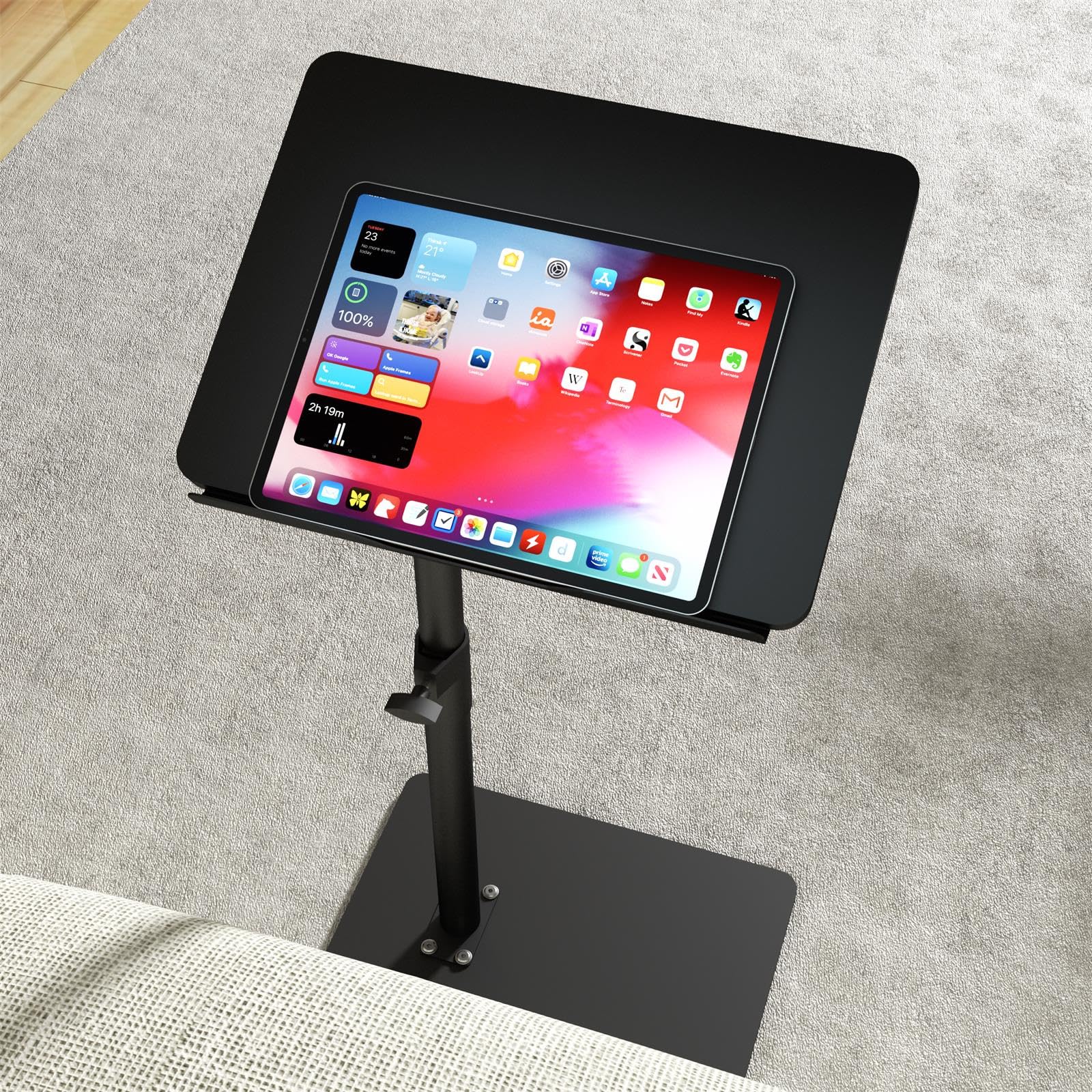 Sofa Armrest Tray Table for Couch - 360° Swivel Height Adjustable End for Small Spaces, Snack Side Table for Bed or Chair with Phone & Tablet Slot (Black,Angle Adjustable)The Forest Stewardship Council