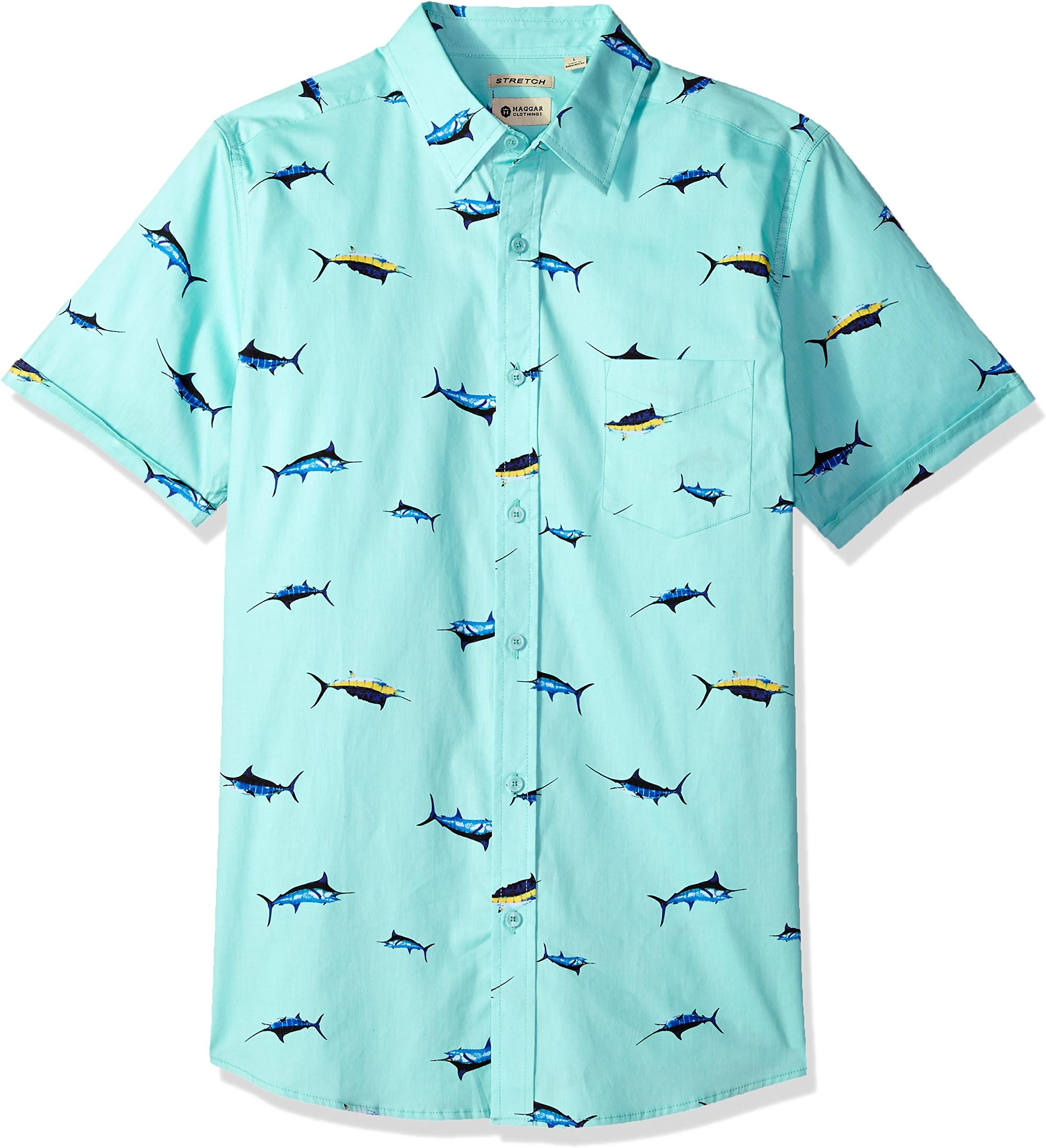 Haggar Men's Short Sleeve Micrographic Prints Woven Shirt,,