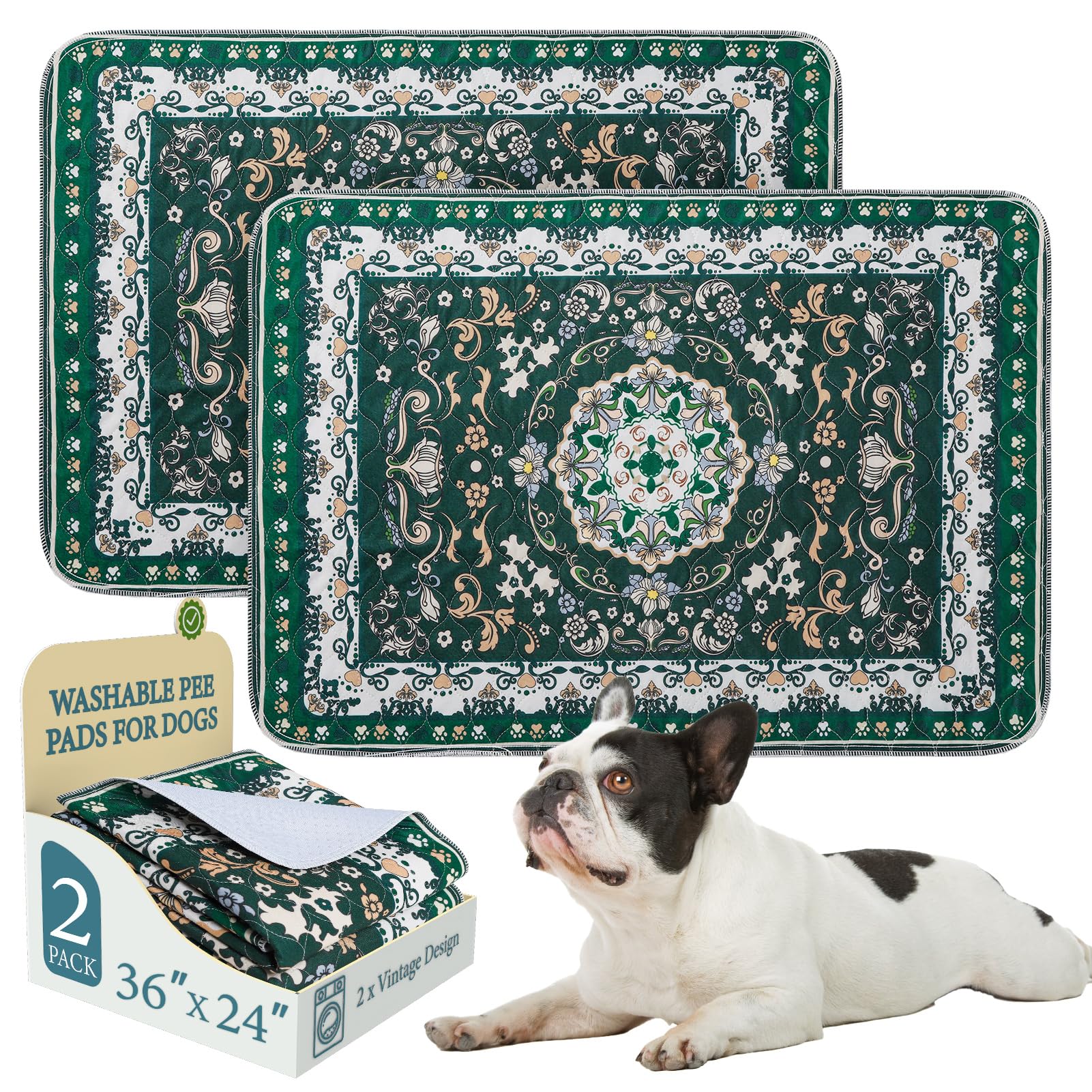Homimp Washable Pee Pads for Dogs 2 Pack Reusable Puppy Pads Waterproof, Absorbent and Leakproof Dog Pee Pads