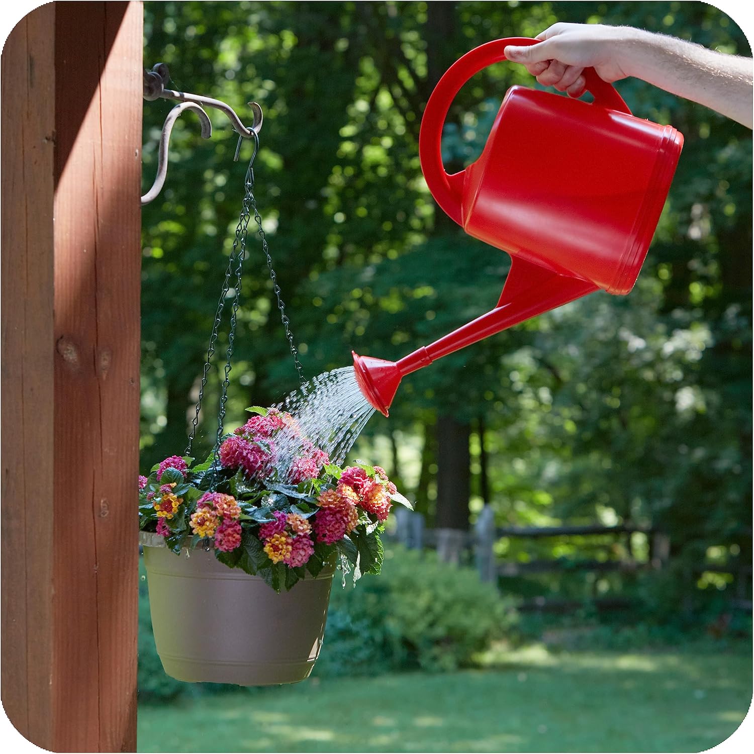Consolidated Plastics Durable Swiss Watering Can with UV Protection, Ergonomic Handle for Indoor/Outdoor Gardening, Made in Switzerland (4 Liter, Red)