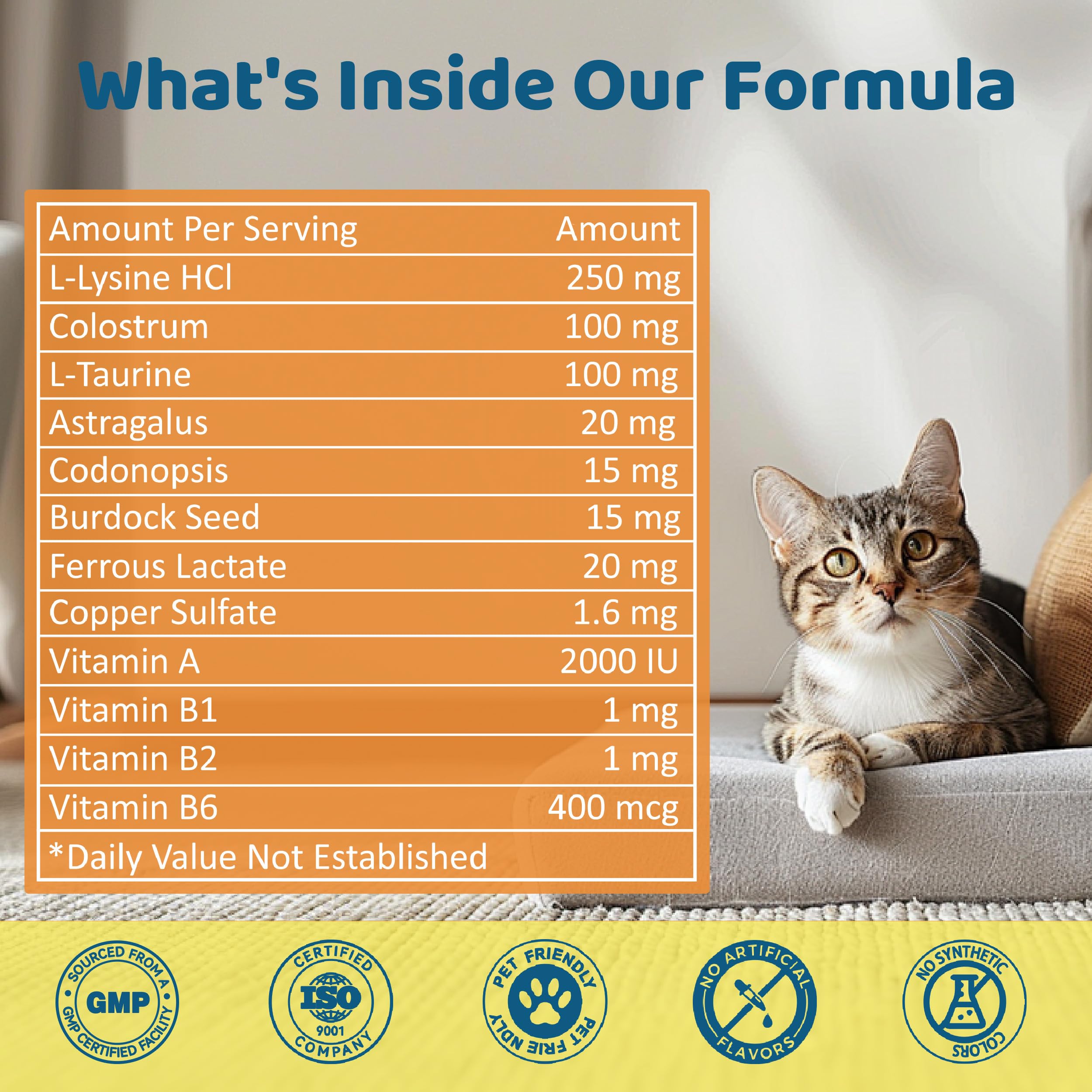 L-Lysine Supplement for Cats – Immune & Respiratory Support, Liquid Lysine for Sneezing, Runny Nose & Eye Health, Chicken Flavor, 60 mL — Amazon image 6