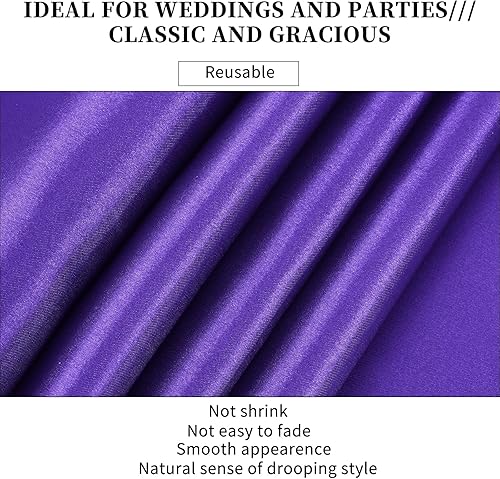 Miniatura 4 de Paquete de 10 caminos de mesa de satén de alta calidad morados de 12 x 108 pulgadas de largo para bodas, decoraciones para fiestas de cumpleaños