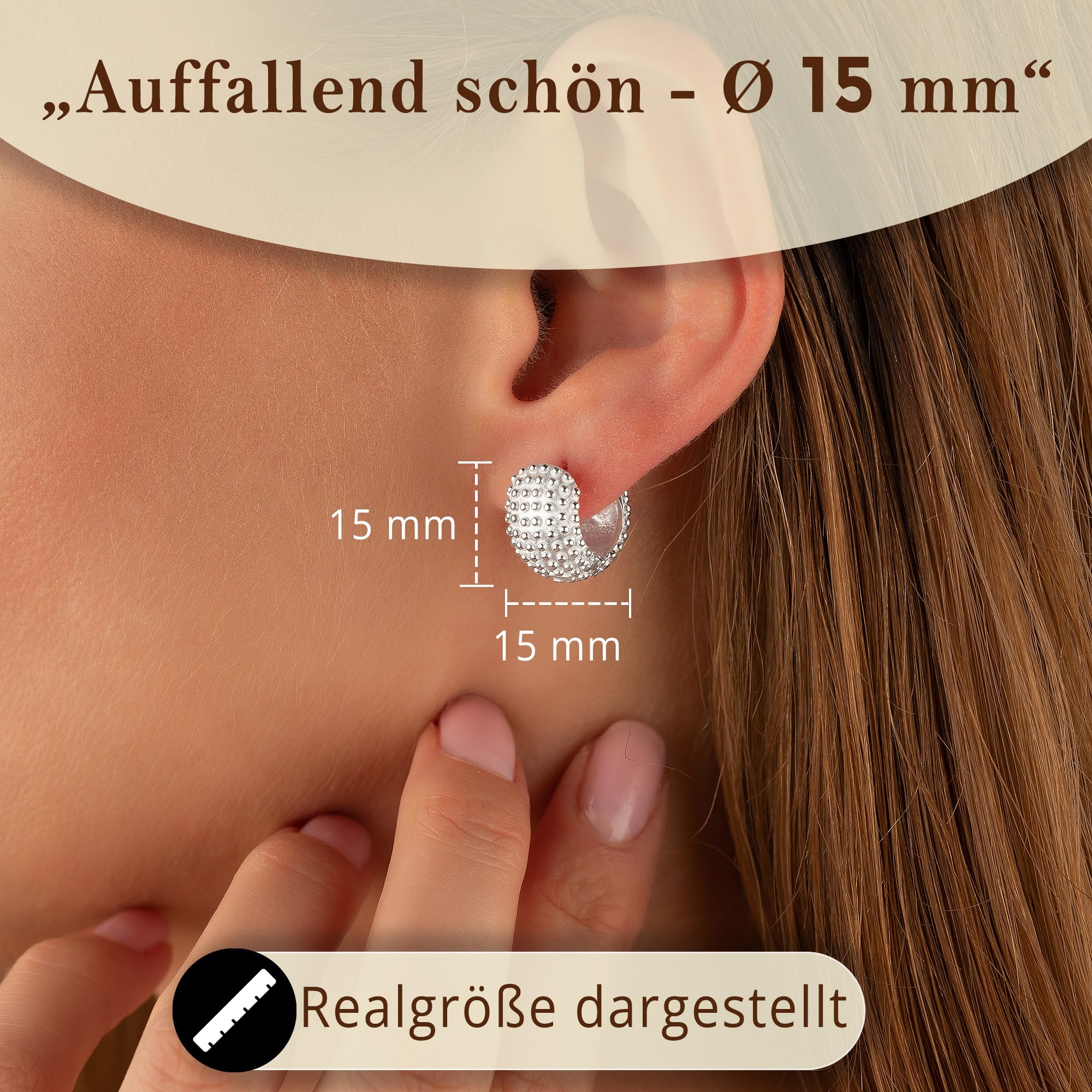 CASSINI Klappcreolen Ohrringe Silber 925 – Creolen Silber 925 in Igel-Optik, Runde Creolen Silber aus Sterling Silber, Ohrringe Hypoallergen & Allergiefrei, Nickelfreier Schmuck für Damen – 3CTL