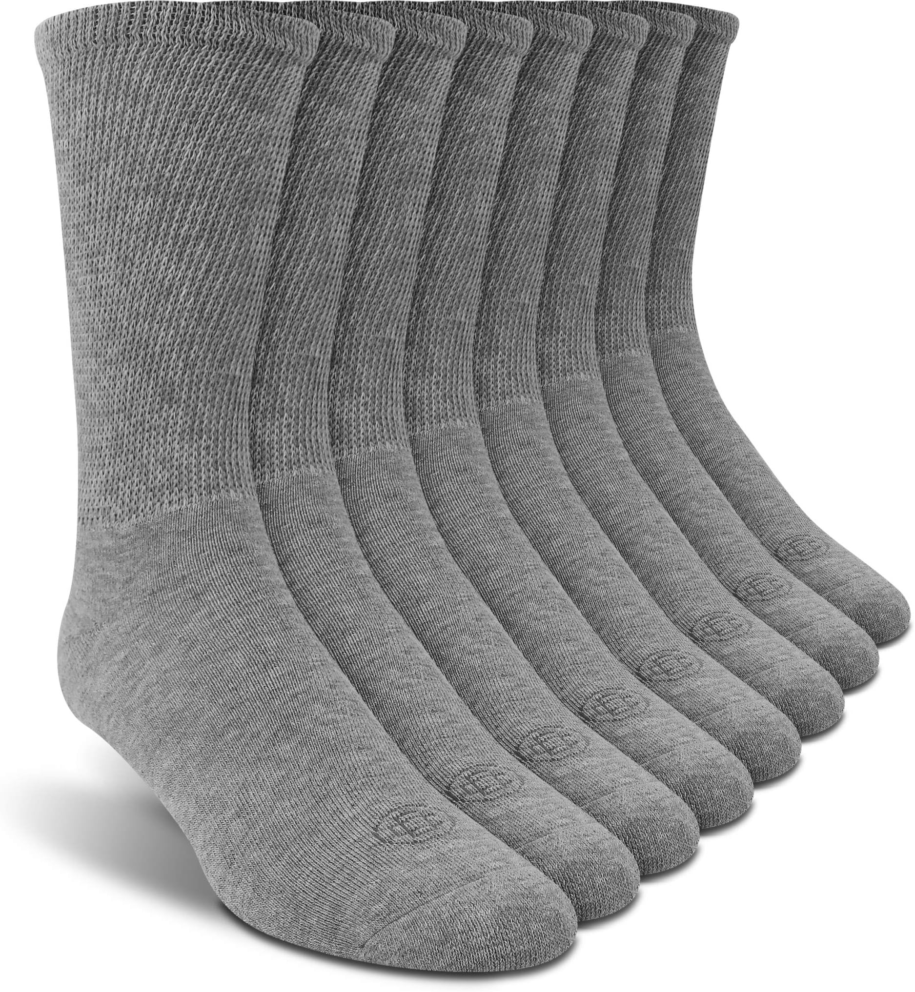 Diabetic Socks for Women, Non Binding Extra Wide Crew, Seamless Toe, Loose Fit, Cushioned Support, Neuropathy Relief, Wide Toe Box, Swollen Feet, 4 Pairs 10-13, Large (Light Grey)
