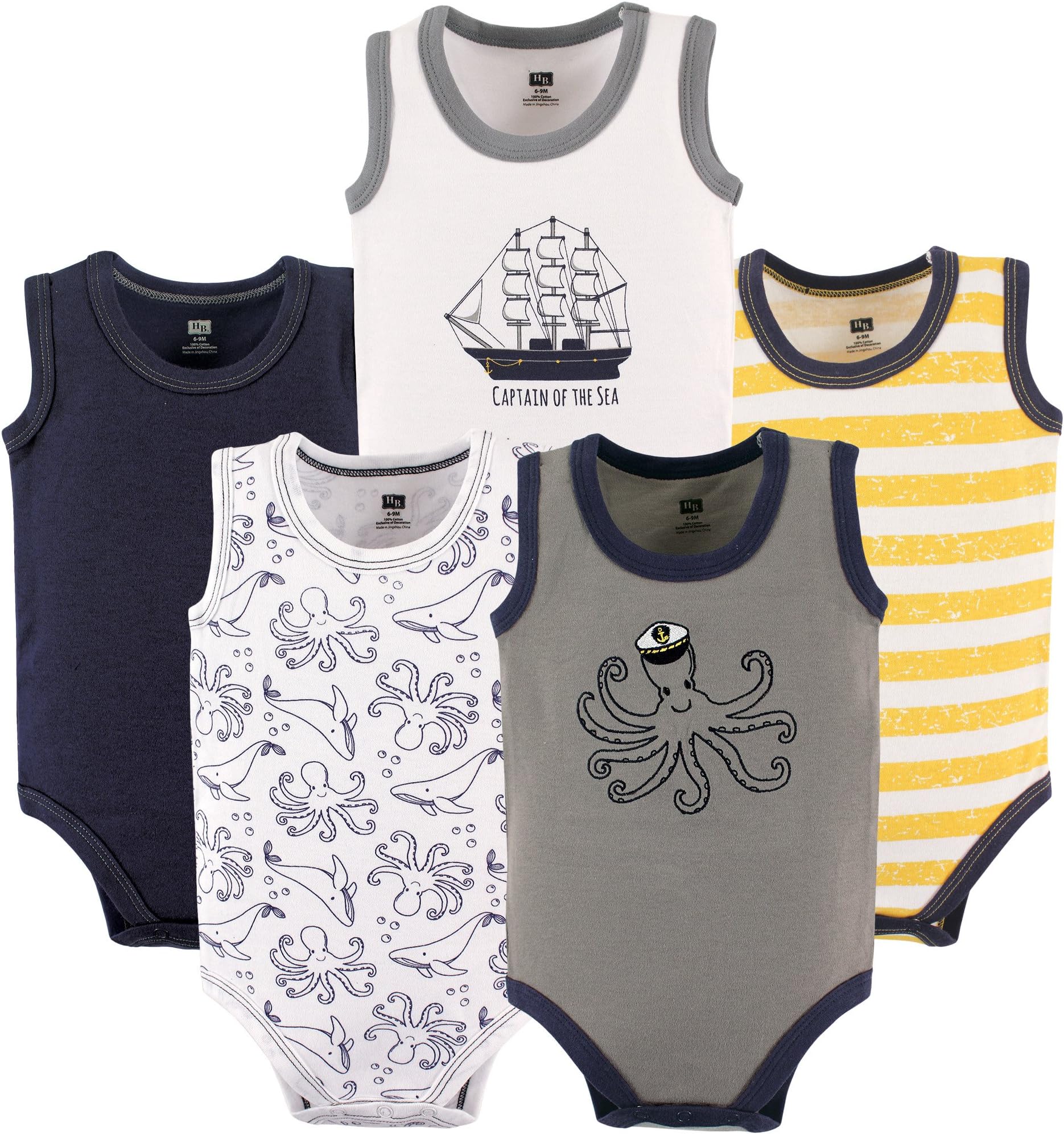 Hudson Baby Unisex Baby Cotton Sleeveless Bodysuits