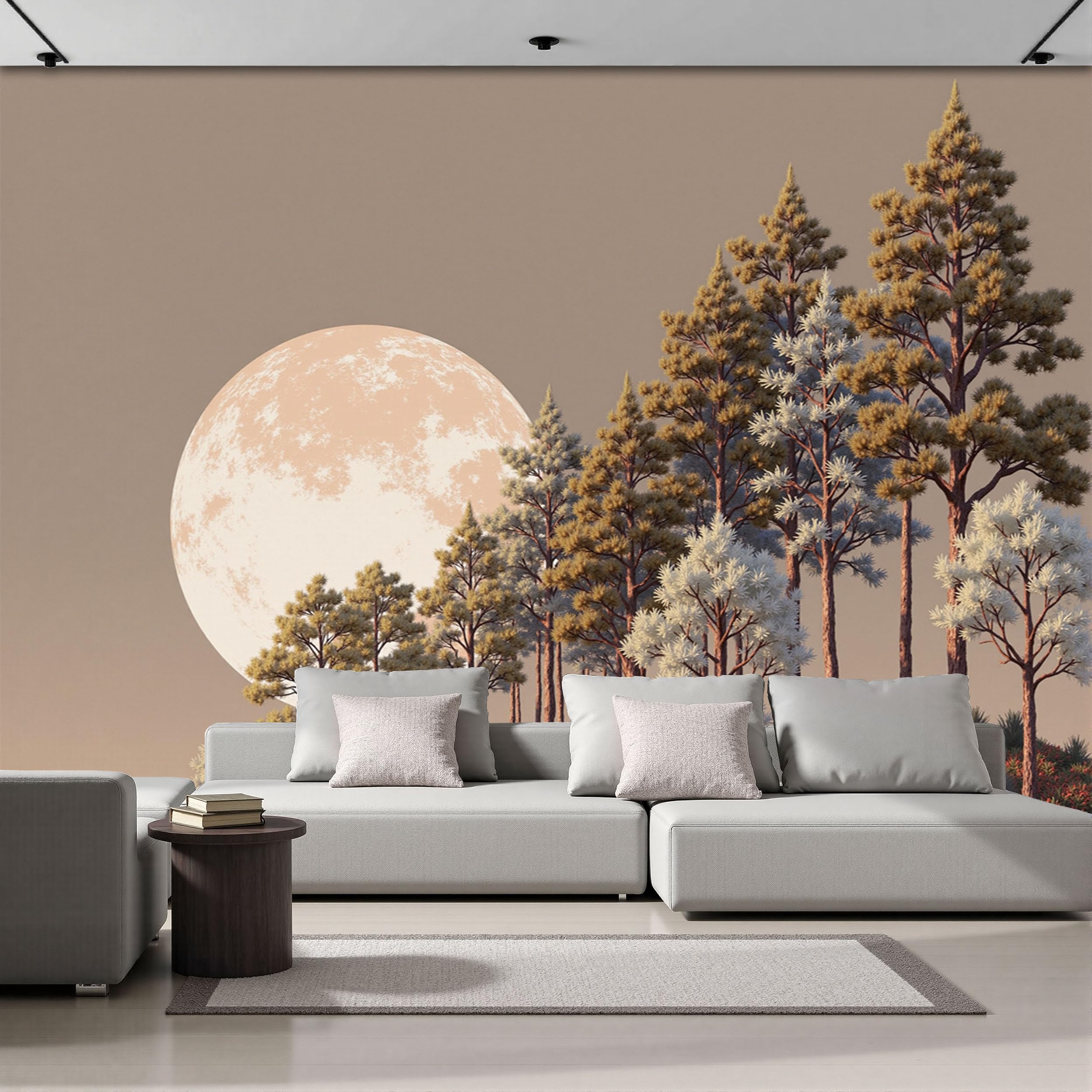 Papier peint forêt de pins en soie premium, grande murale poster d'étude