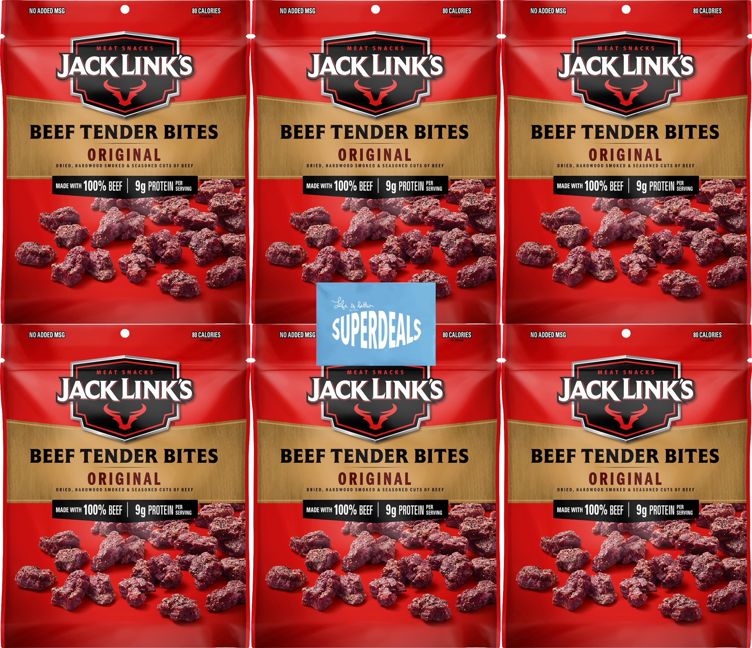 Jack Links Beef Tender Bites, Original, 1 Oz (Pack of 6) Bundled by SUPERDEALS with Bonus Mystery Gift