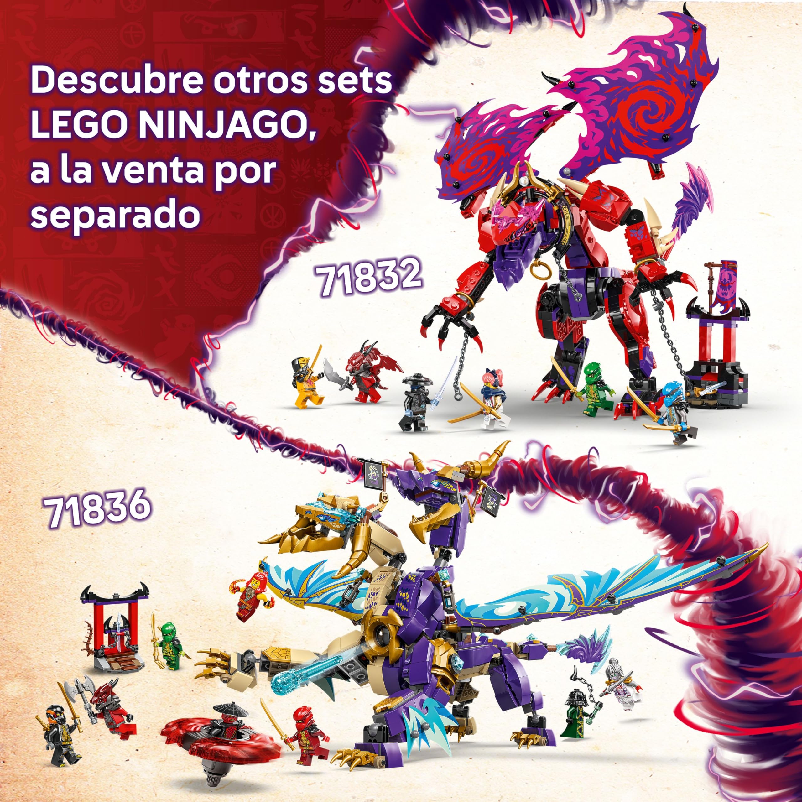 LEGO NINJAGO Dragón de la Concentración: Arc Set con 8 Minifiguras, Armas Ninja y Spinner de Spinjitzu, Juguete de Interactivo de Construcción para Niños y Niñas de 9+ Años, Regalo de Cumpleaños 71836