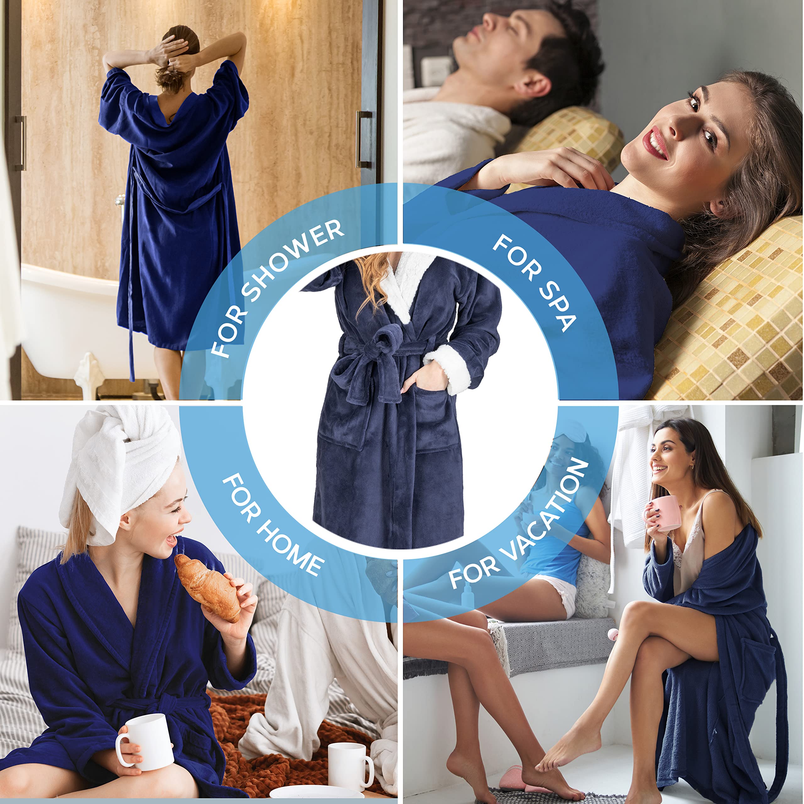 MONHOUSE Womens Dressing Gown - Premium Super Soft & Cosy Long Bathrobe - Ladies Thick Flannel Luxury Housecoat - Warm Fluffy Shearling Spa Robe for Her - Sherpa Bathrobe - Purple Sherpa UK 12-14