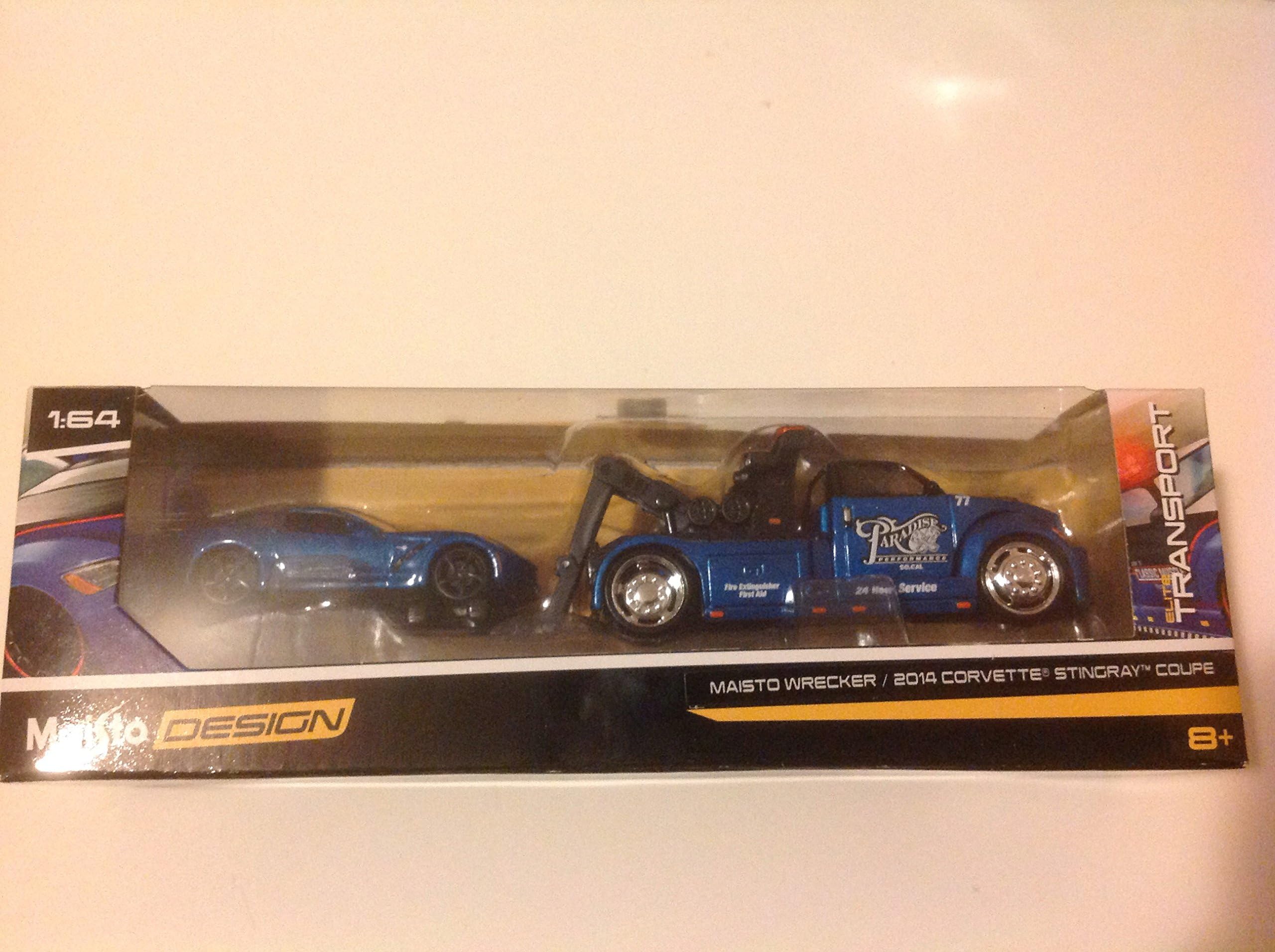 Maisto Design 1:64 Elite Transport Maisto Wrecker Blue / 2014 Corvette Stingray Coupe Blue