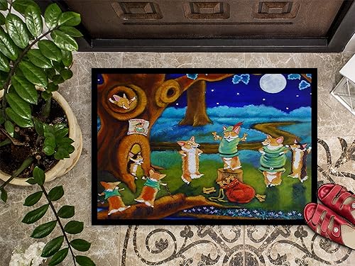 Miniatura 3 de Caroline's Treasures 7415JMAT Corgi Robin Hood - Tapete para puerta delantera, 24 x 36 pulgadas, para interiores y exteriores, para entrada,