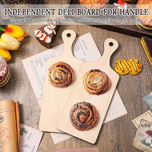 Miniatura 4 de 8 piezas de mini tablas de cortar de madera con mango de 9.45 x 3.54 pulgadas de grosor para cortar madera pequeña remo charcutería bloque de