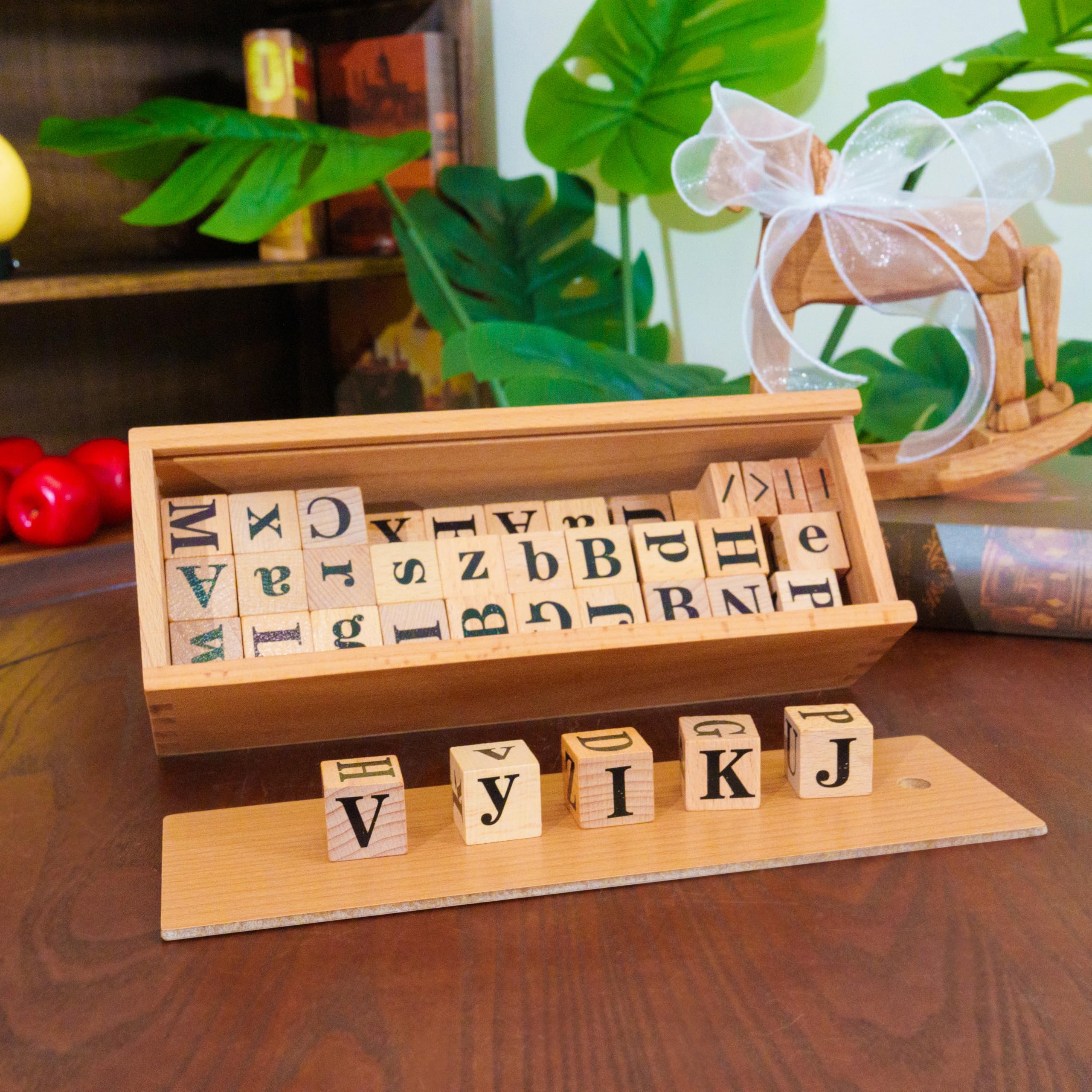 Montessori Matériel linguistique – Lettres, grammaire et lecture, jeux éducatifs en bois pour l'école maternelle et primaire, l'école à domicile et les salles de classe (cube alphabet Montessori)