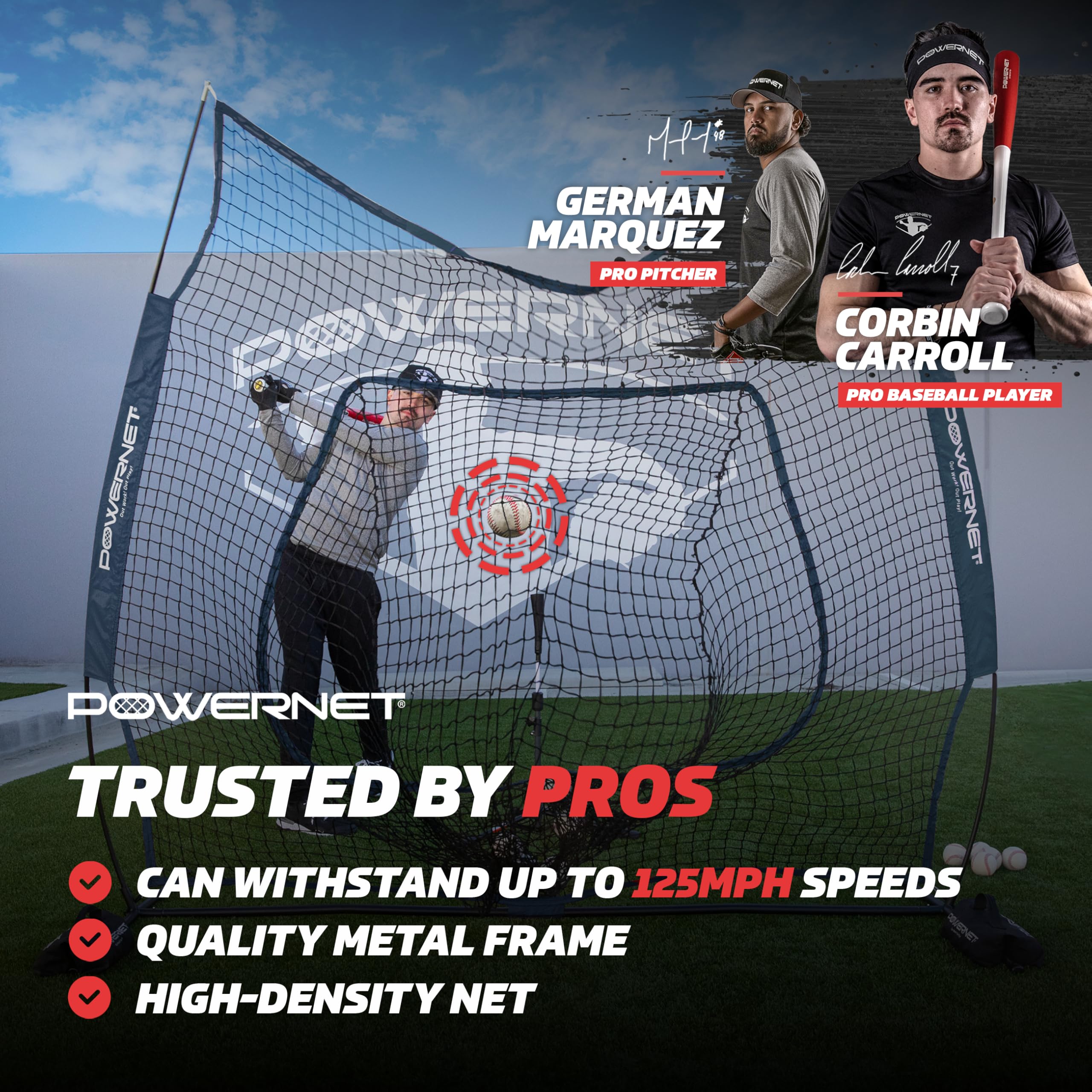 LUVSEX Baseball Softball 7x7 Practice Net Bundle w/Travel Tee (Navy)