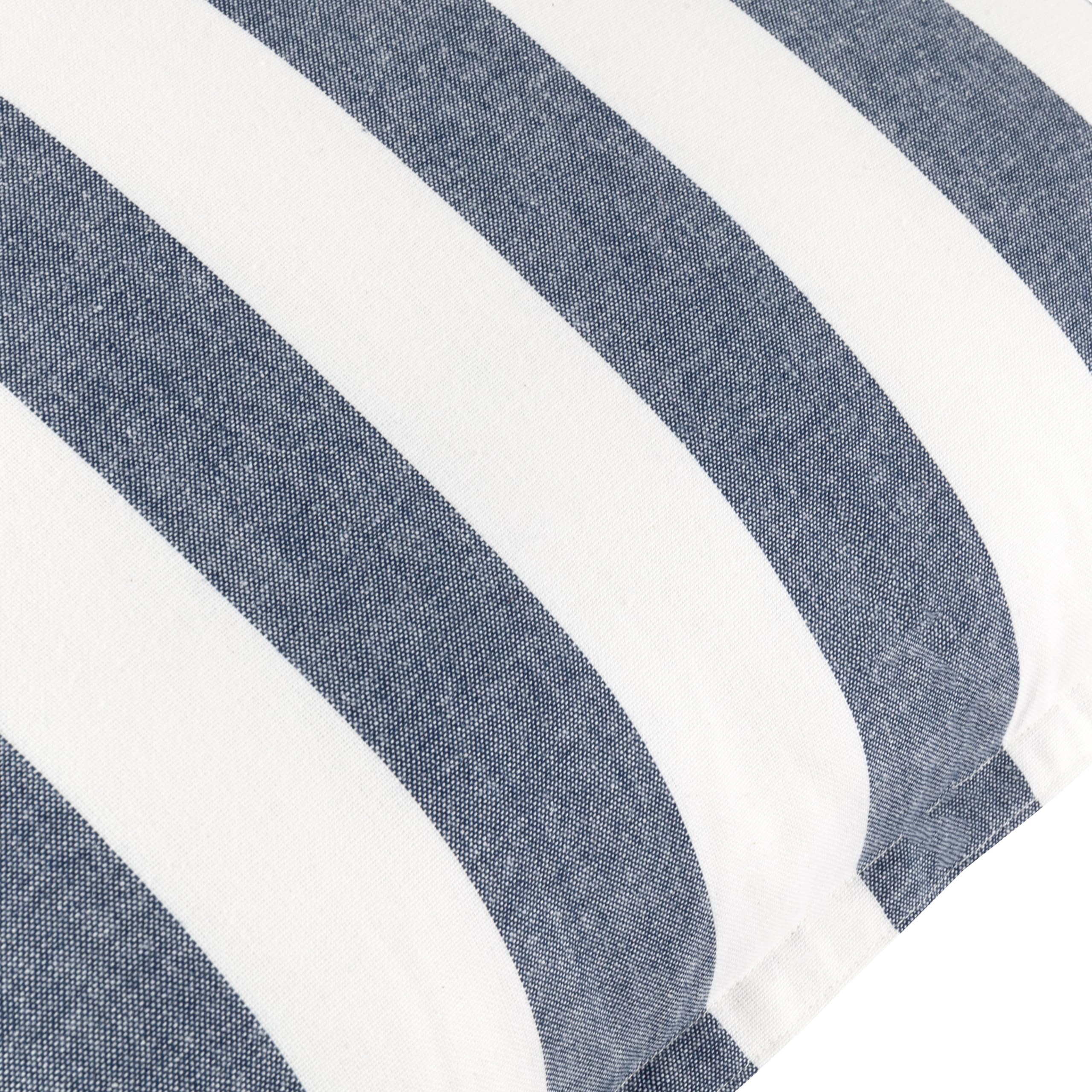 Yard Hayle Cushion Cover - Reversible Water Resistant Striped Soft Cotton Outdoor Decorative Case (Navy - 50x50cm) - Image 4