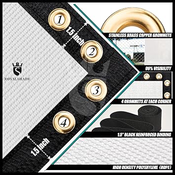 Royal Shade 8' x 50' White Fence Privacy Screen Cover Windscreen with Heavy Duty Brass Grommets - Cable Zip Ties Include (We Make Custom Size)