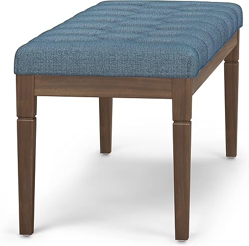 Miniatura 43 de SIMPLIHOME Waverly - Banco otomano rectangular tradicional copetudo de 48 pulgadas de ancho en piel sintética vegana marrón envejecida, ensamblado,