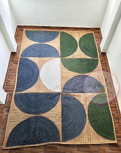 Miniatura 8 de ARTS OF JAIPUR Collection - Alfombra de pasillo de 3 x 10 pies, color azul y verde, hecha a mano, alfombra de pasillo de cocina, alfombra de pasillo