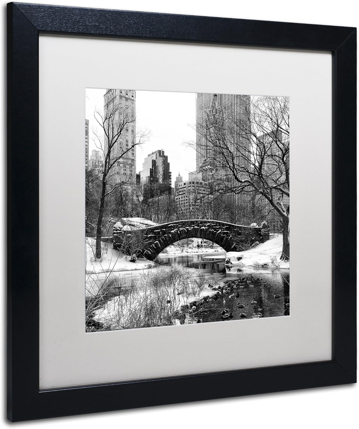 Trademark Fine Art Gapstow Bridge Central Park by Philippe Hugonnard, White Matte, Black Frame 16x16-Inch