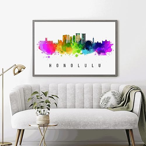 Vista 37 de Póster de Fargo Skyline Dakota del Norte, pintura de paisaje urbano de Dakota del Norte, póster de Fargo Dakota del Norte, impresión de paisaje