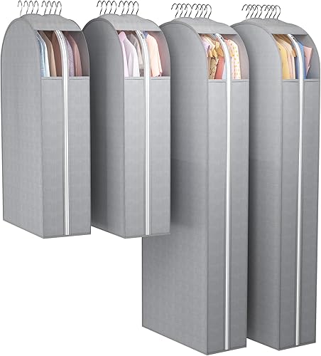 Miniatura 17 de Bolsas transparentes para colgar ropa de 10 pulgadas con refuerzo, bolsas de traje para almacenamiento en el armario, funda de plástico colgante