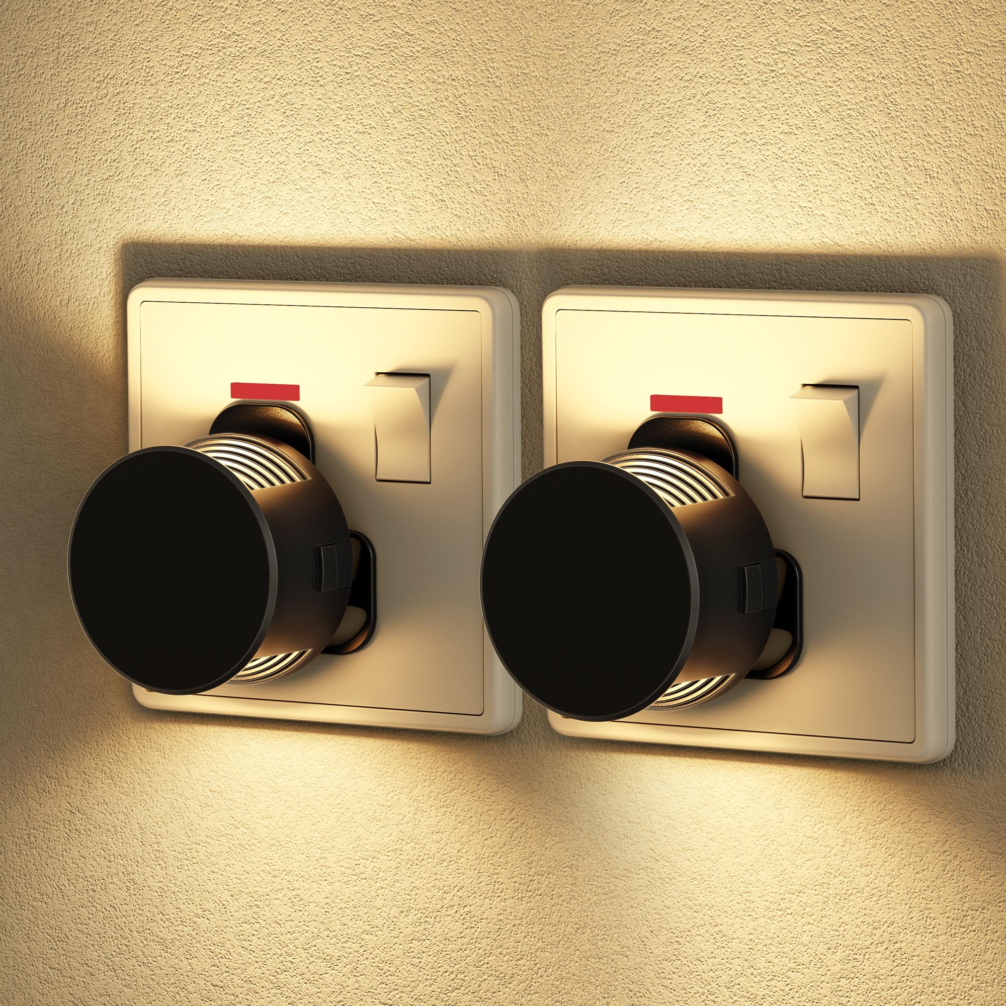 JandCase Night Light Plug in Wall with Dusk to Dawn Photocell Sensor, Plug in Night Light, 3000K Warm White, 3 Levels Dimmable, 1W LED NightLight Kids for Hallway Bathroom Stairway Bedroom, 2 Pack