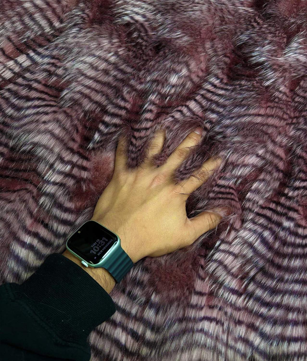 Faux Fur Fabric Fancy Feather .5-2in Long Pile Fur Fabric Sold by Continuous Yard- Feathered Fur for Accessories Plush Texture Ideal for Comfort, Durable and Long-Lasting, Realistic (Dark Gello Pink)