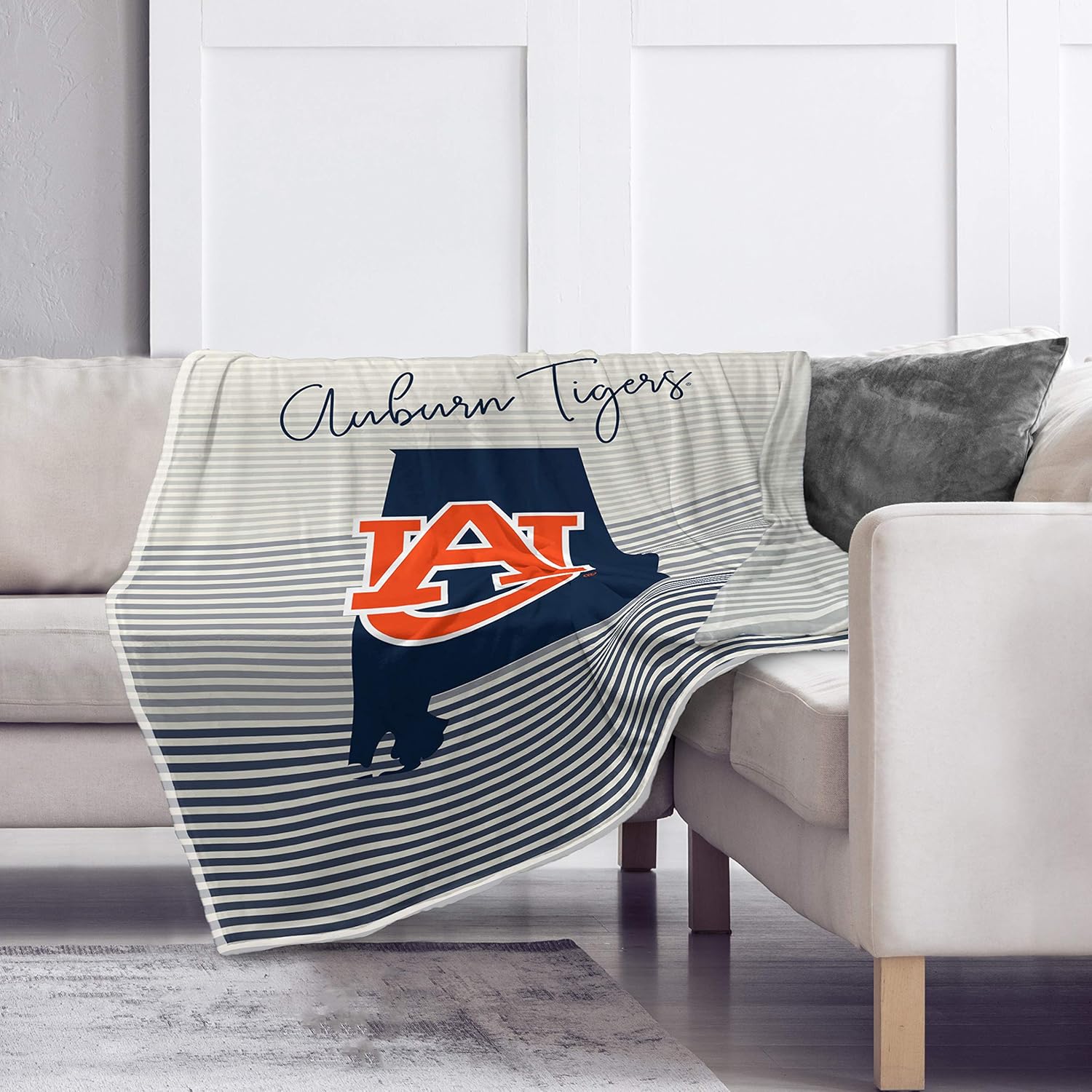 Pegasus Sports NCAA Ultra Fleece State Stripe Blanket- Auburn Tigers Team Color 60x70
