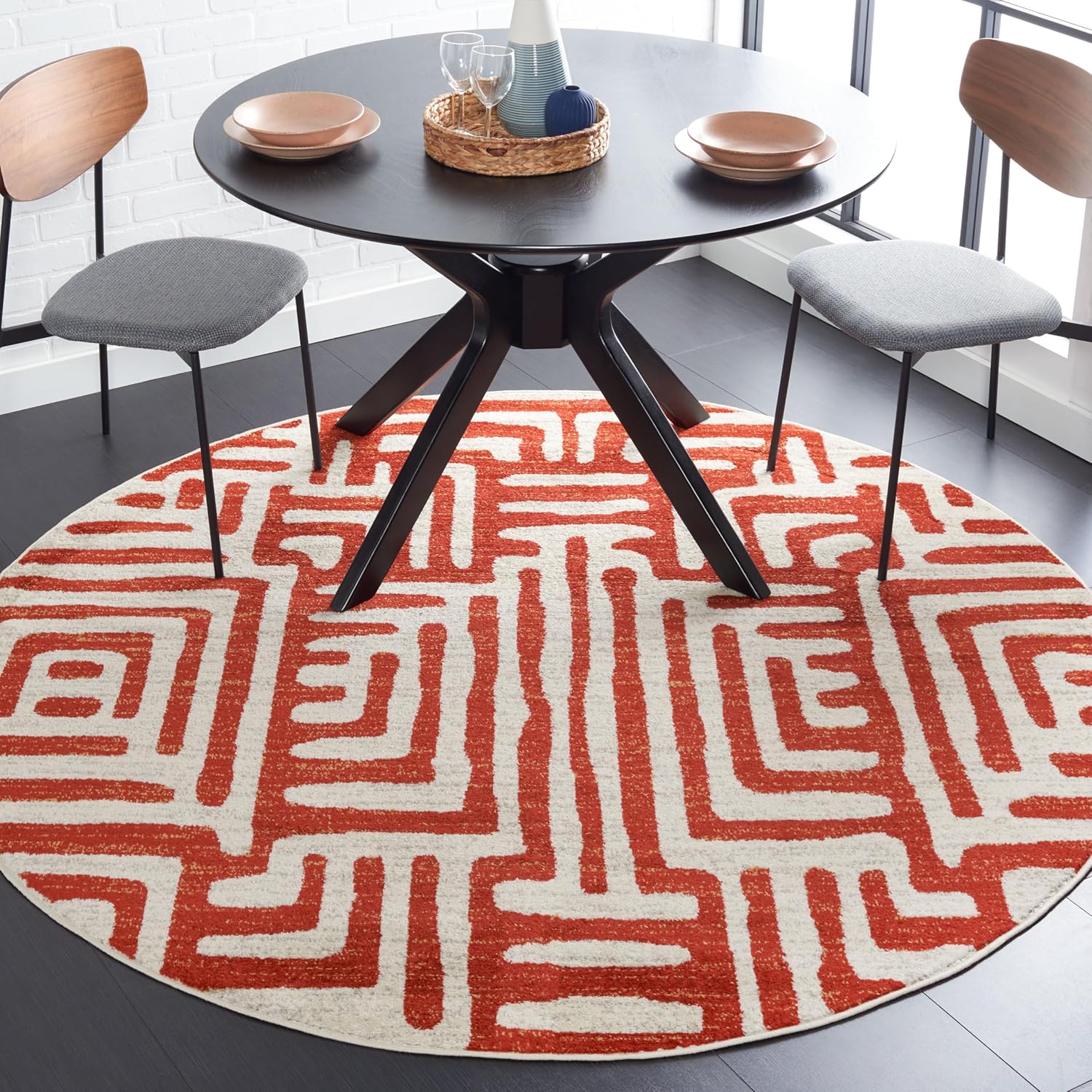 SAFAVIEH Amsterdam Collection Runner Rug - 2'3" x 8', Ivory & Mauve, Modern Abstract Design, Non-Shedding & Easy Care, Ideal for High Traffic Areas in Living Room, Bedroom (AMS106A)