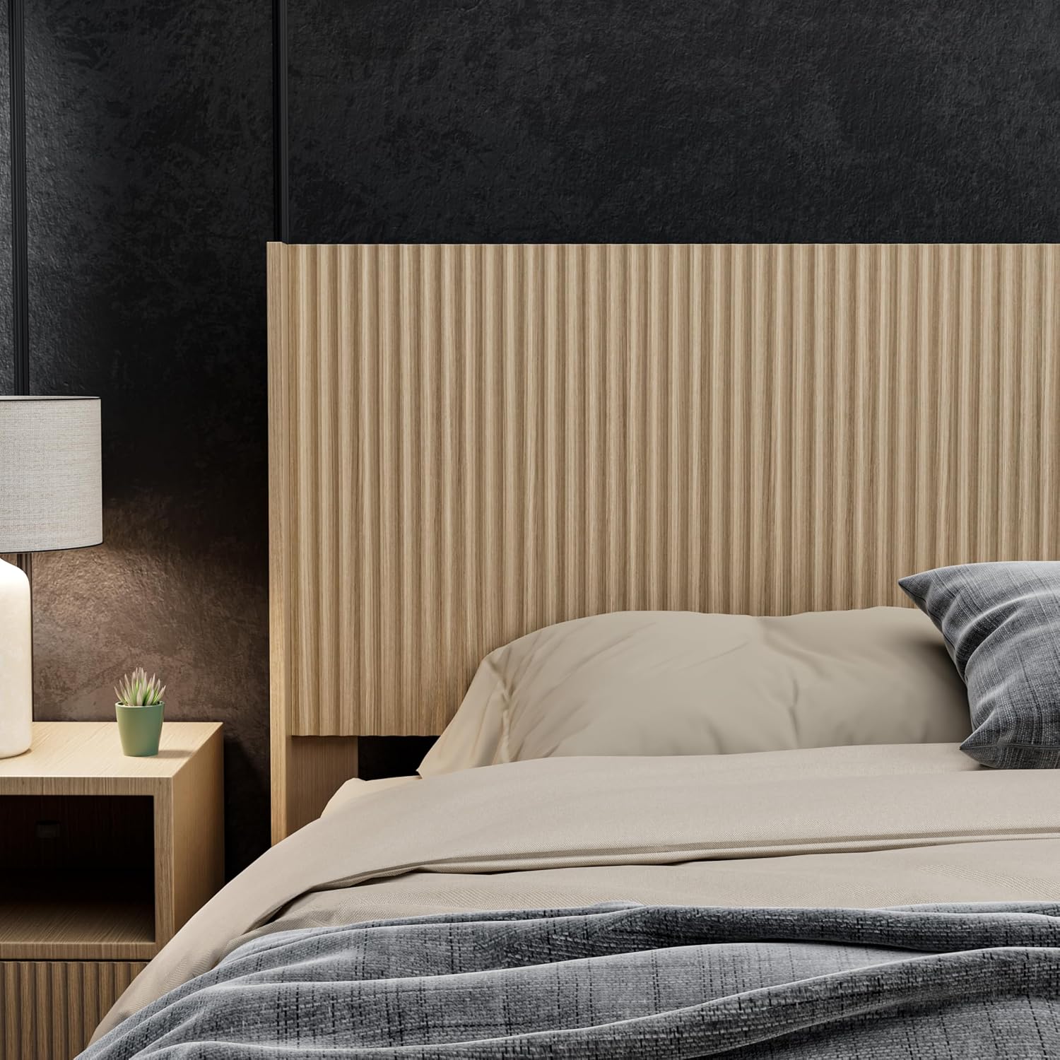 80.2" Wide Wooden Headboards King Size, Modern Wood Headboard King Size Headboard Only, Farmhouse Head Board Only, Wall Mounted Head Board, Boho Headboards (Natural Oak)