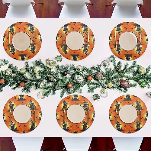 Miniatura 7 de Spooky Halloween Cartoon Printed Table Placemat, Washable Heat Resistant Placemats for Kitchen one sizex1